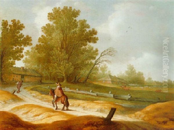 Landschaft Mit Bauernhof Und Einem Reiter Oil Painting by Pieter de Neyn