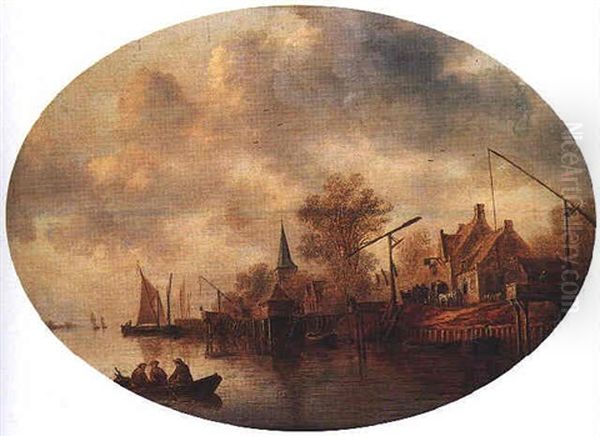 Village Au Bord D'un Estuaire, Anime De Personnages Oil Painting by Pieter de Neyn