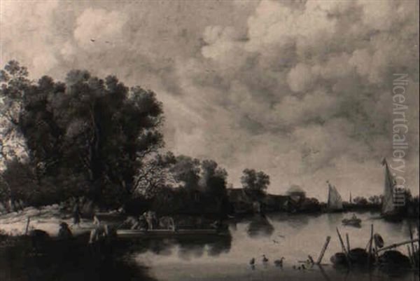 Fluslandschaft Mit Einer Fahre Oil Painting by Pieter de Neyn