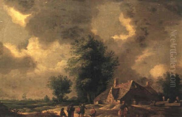 Holl,ndskt Dynlandskap Oil Painting by Pieter de Neyn