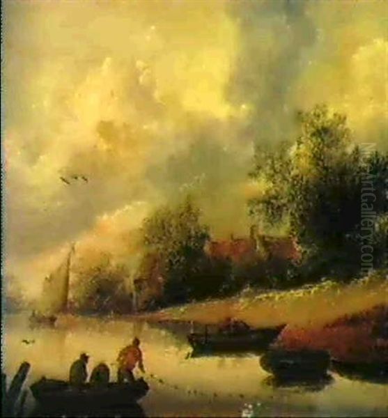 Flusslandschaft Mit Fischern Oil Painting by Pieter de Neyn