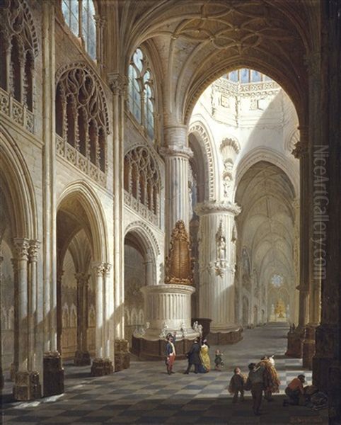 Burgos Cathedral Interior Oil Painting by Bernard Neyt