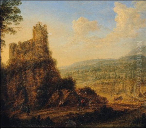 Paysage Au Chateau Fort En Ruine Sur Une Hauteur Oil Painting by Gillis Neyts