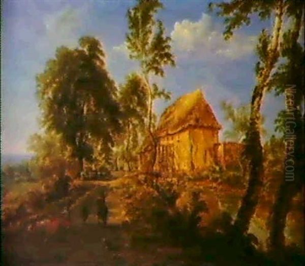 Bewaldete Flusslandschaft Mit Einem Bauernhaus Und Figuren Oil Painting by Gillis Neyts