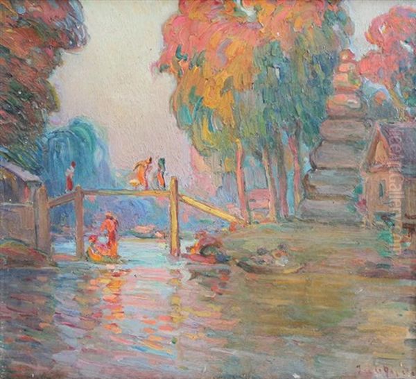 Riviere En Thailande Oil Painting by Joseph De La Neziere