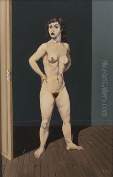 Femme Nue Debout Les Mains Sur Les Hanches Oil Painting by Richard Henry Nibbs