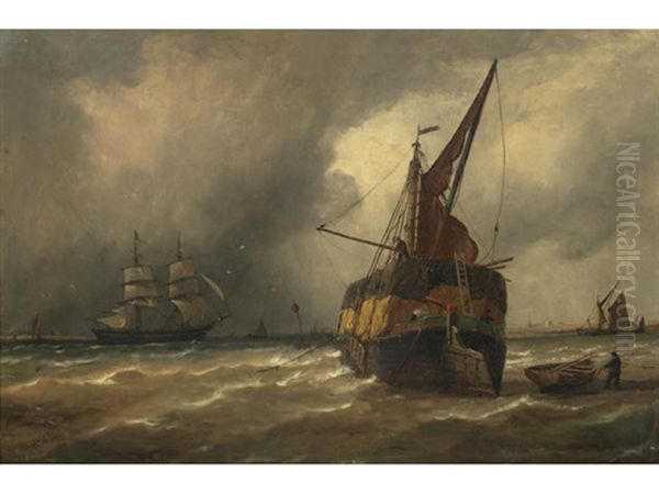 The Hay Barge Oil Painting by Richard Henry Nibbs