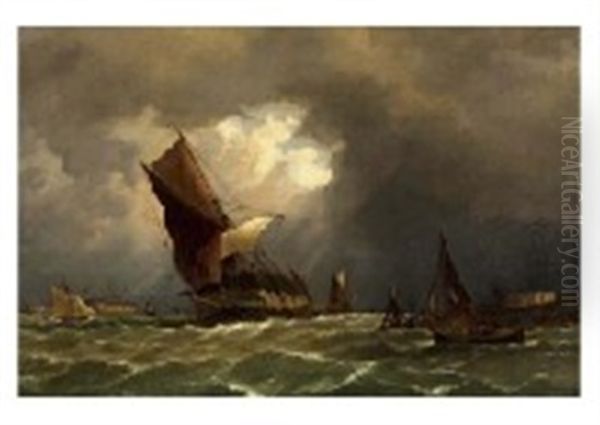 Ship Oil Painting by Richard Henry Nibbs