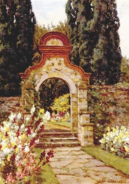 The Old Gates Oil Painting by Richard Henry Nibbs