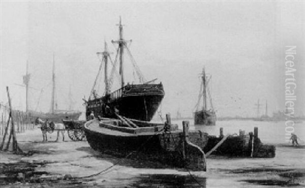 Harbour At Low Tide by Richard Henry Nibbs