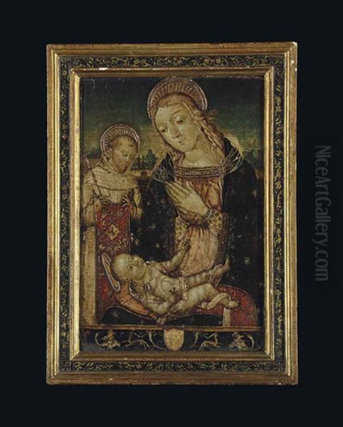 The Madonna And Child With Saint Francis Oil Painting by  Niccolo Alunno da Foligno