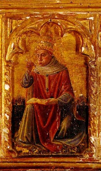 Saint Gregory The Great Blowing On His Quill Oil Painting by  Niccolo Alunno da Foligno