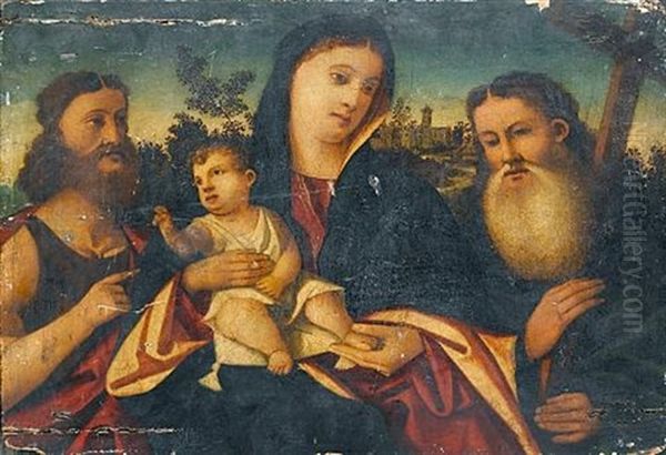 The Madonna And Child With Saints Peter And John The Baptist Oil Painting by Pietro di Niccolo