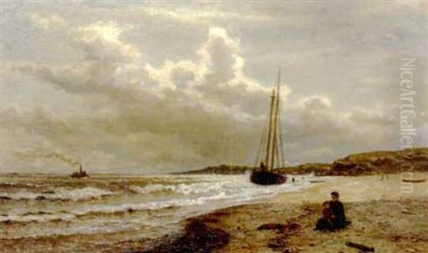 Stranded Schooner, Gloucester, Ma Oil Painting by James Craig Nicholl