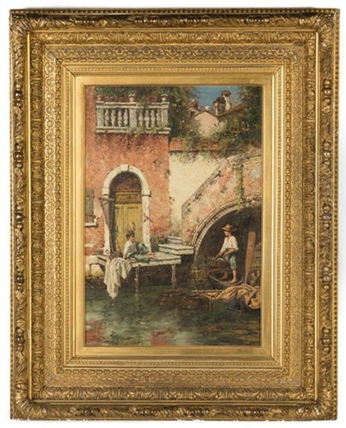 Venetian Fisher Boys Oil Painting by Burr H. Nicholls