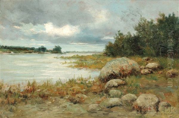 Coastal Landscape With Storm Clouds Oil Painting by Burr H. Nicholls