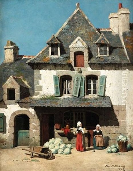 Vieille Maison A Pont-aven Oil Painting by Burr H. Nicholls