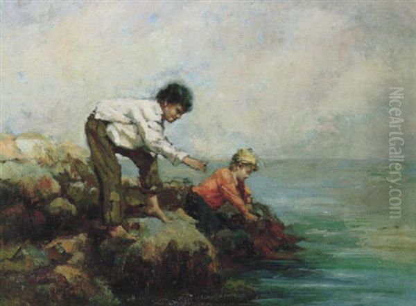 At The Seashore Oil Painting by Burr H. Nicholls