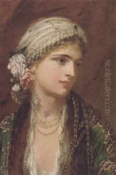 Portrait Of A Lady Oil Painting by Charles Wynne Nicholls