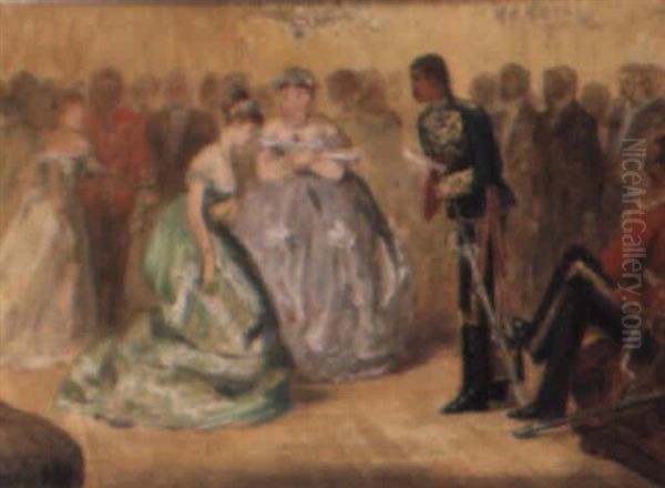 A Reception At Dublin Castle Oil Painting by Charles Wynne Nicholls