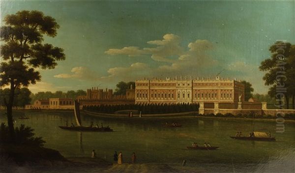 View Of Hampton Court Palace Oil Painting by Joseph Nichols