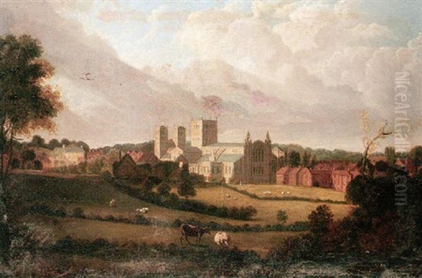 A View Of Southwell Cathedral From The South East Oil Painting by Francis Nicholson