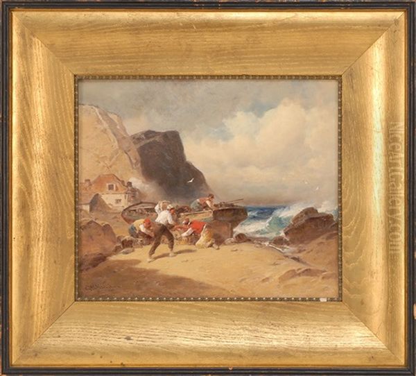 Casting Off The Beach Oil Painting by George Washington Nicholson