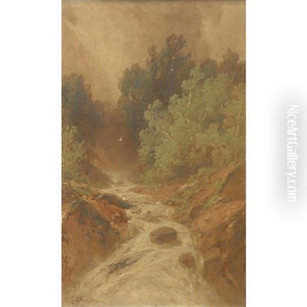 Falls Of The Bushkill Oil Painting by George Washington Nicholson