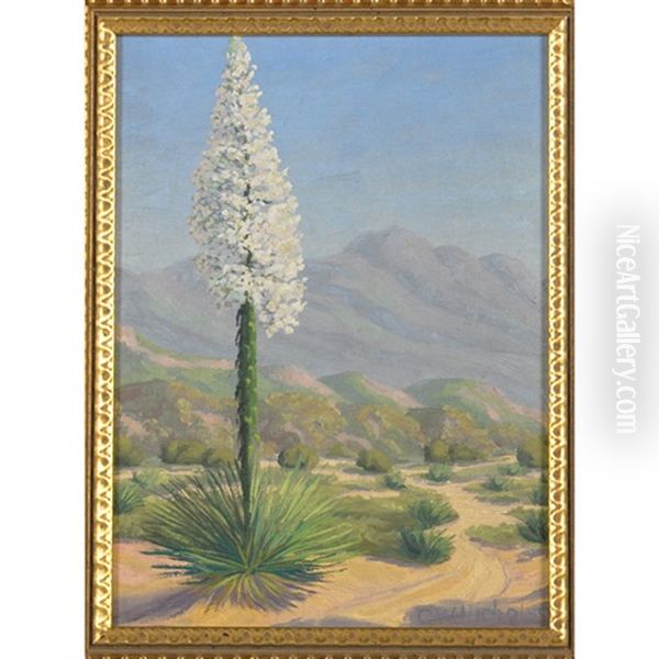 A Blooming Yucca In The Desert Oil Painting by George Washington Nicholson