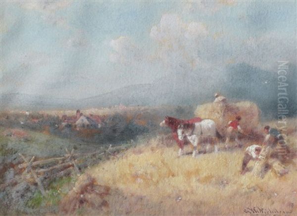 Pennsylvania Haying Scene Oil Painting by George Washington Nicholson