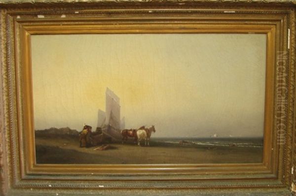 Shoreline Scene Oil Painting by George Washington Nicholson