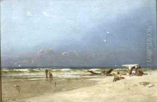 Beach Scene Oil Painting by George Washington Nicholson