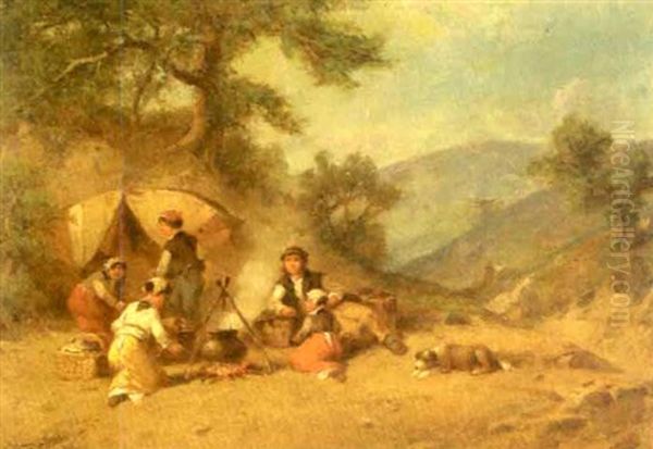 Family Around A Campfire by George Washington Nicholson