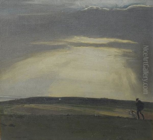 Storm On The Sussex Downs Oil Painting by William Nicholson