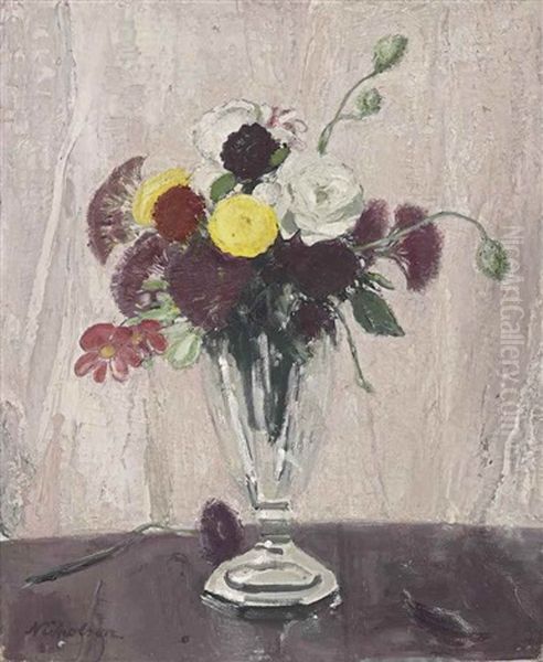 Summer Flower-piece At Chartwell Oil Painting by William Nicholson