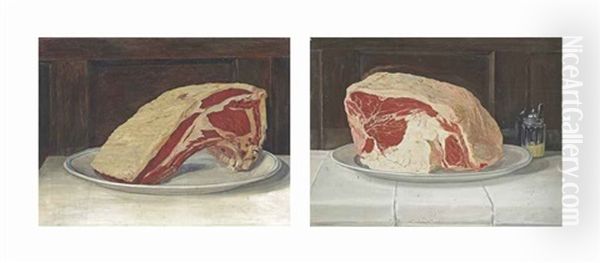 Beef And Mustard; A Rib Of Beef (pair) Oil Painting by William Nicholson