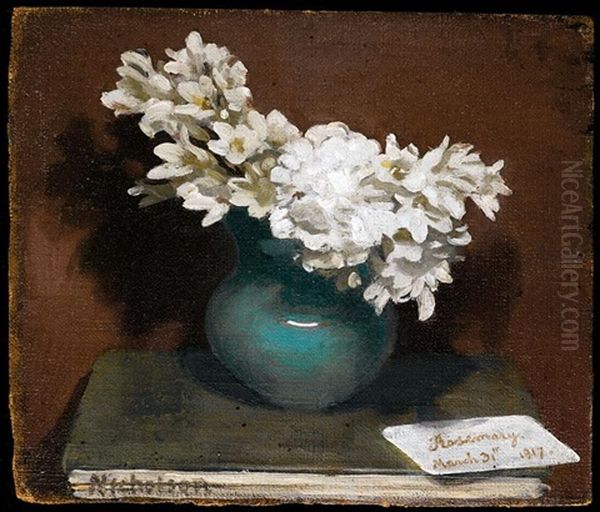 Still Life With White Freesias Oil Painting by William Nicholson