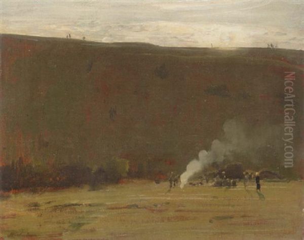 Bonfire In The Valley Oil Painting by William Nicholson