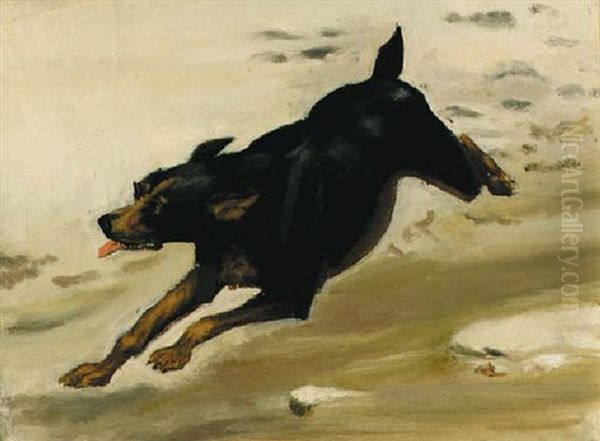 A Dog In The Snow Oil Painting by William Nicholson