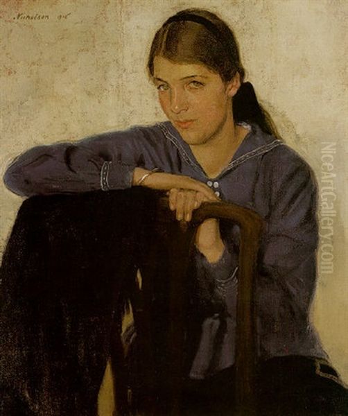 Portrait Of Nancye Nicholson Oil Painting by William Nicholson