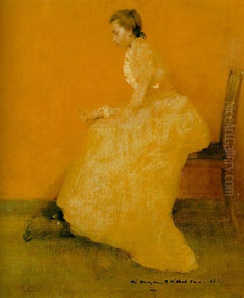 Young Woman In White Oil Painting by William Nicholson