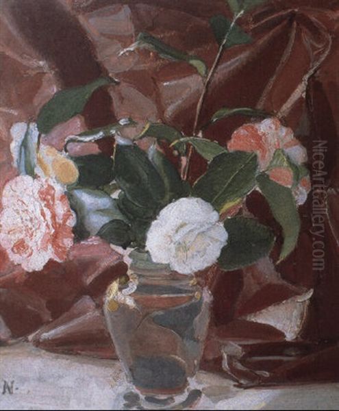 Camellias Oil Painting by William Nicholson