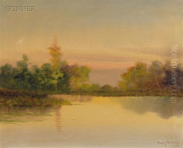 River At Sunset Oil Painting by Henry Singlewood Bisbing