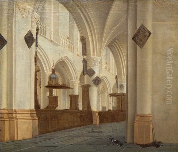 The Saint Bavo Church In Haarlem Oil Painting by Isaac van Nickele