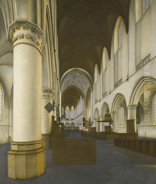 Interior Of St Bavo's, Haarlem Oil Painting by Isaac van Nickele