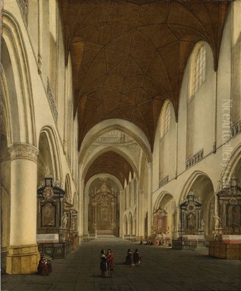 The Church Of St. Bavo In Haarlem Oil Painting by Isaac van Nickele