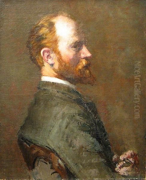 A Portrait Of A Gentleman In Profile Oil Painting by Henry Singlewood Bisbing