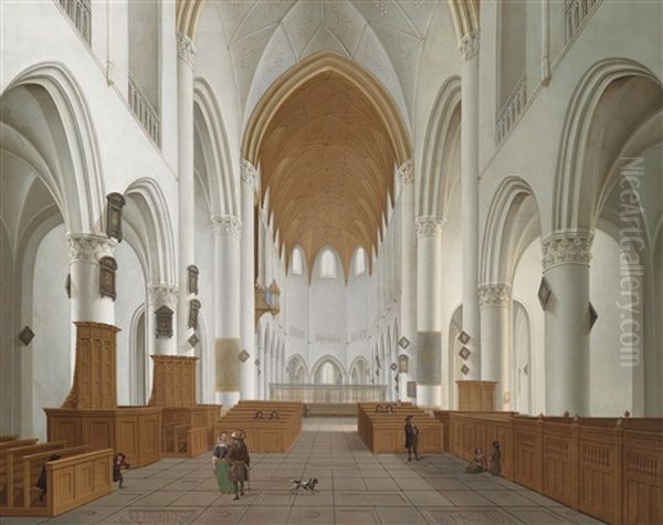 Interieur Der St. Bavo-kirche In Haarlem Oil Painting by Isaac van Nickele