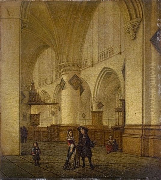 Kircheninterieur (sint Bavo In Haarlem) Oil Painting by Isaac van Nickele