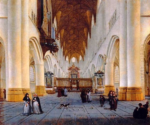 The Interior Of St. Bavo's, Haarlem Oil Painting by Isaac van Nickele